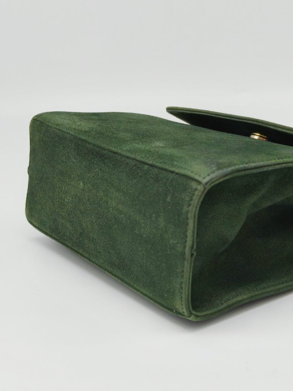 Salvatore Ferragamo Green Suede Crossbody Bag Vara Bow Mini Flap - Picture 12 of 13
